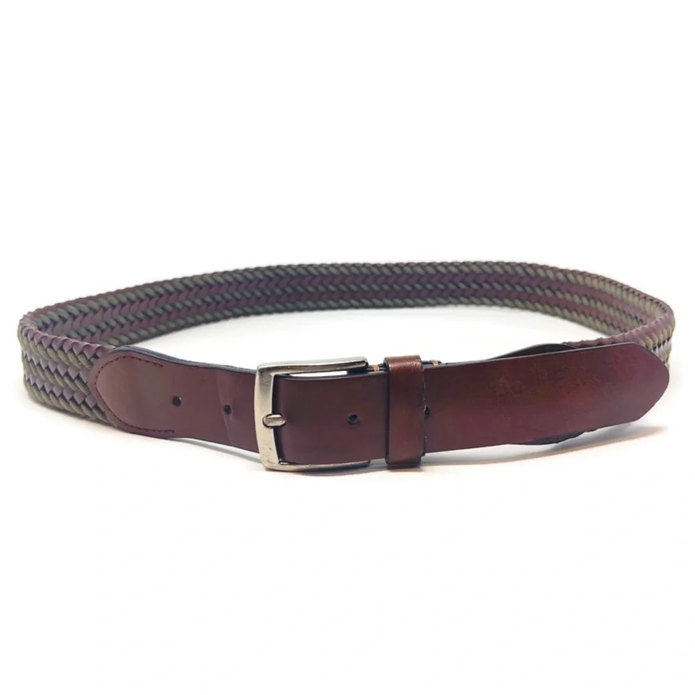 Tommy Hilfiger Handcrafted Braided Vegan Leather Brown &‎ Khaki Belt, Size L